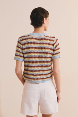 Cardigan manches courtes ouvert sur le devant;${refinementColor}