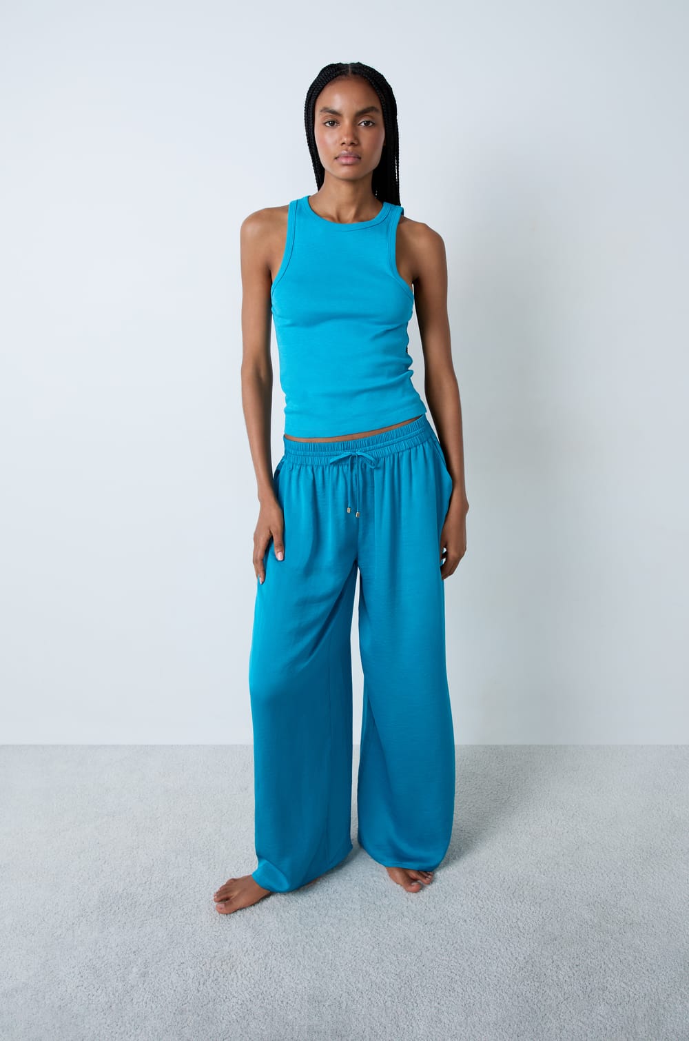 Wide-cut satin trousers;${refinementColor}