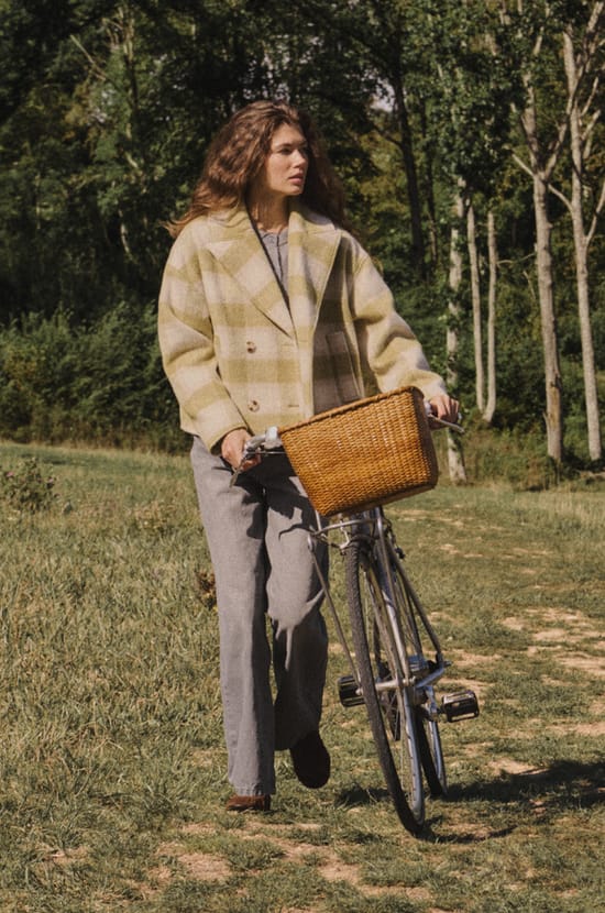 Short Checked Coat;${refinementColor}