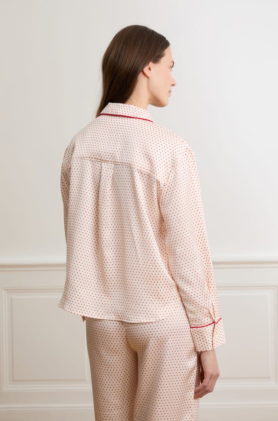 Chemise satin&eacute;e &agrave; pois;${refinementColor}