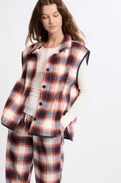 Checked Sleeveless Vest;${refinementColor}
