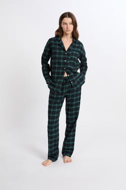2-Piece Checkered Cotton Pajama Set;${refinementColor}
