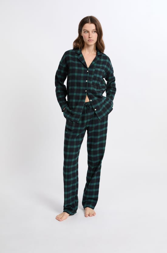 Conjunto de pijama de 2 piezas a cuadros de algod&oacute;n;${refinementColor}