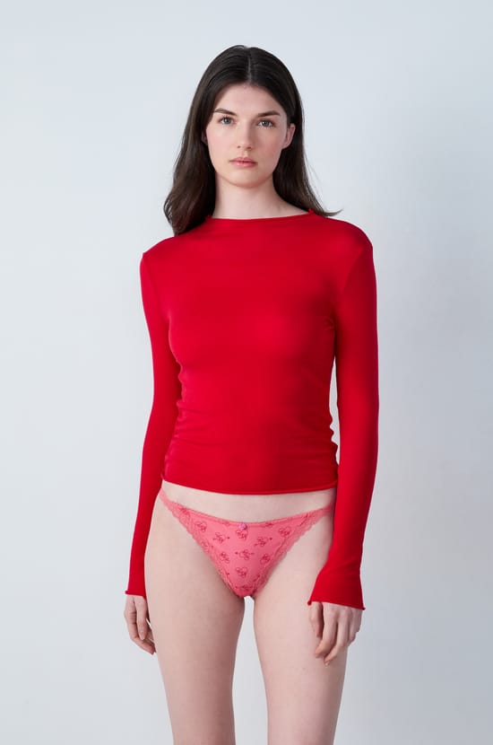 Tanga met print en kanten details;${refinementColor}