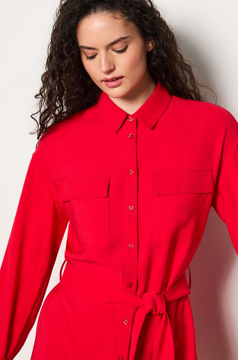 Belted Shirt Dress;${refinementColor}