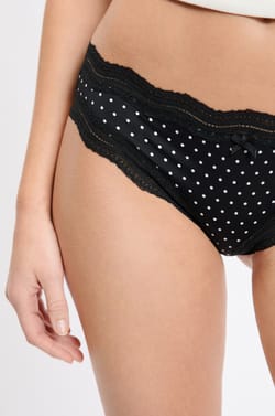 Tanga with Lace Trim in Microfiber;${refinementColor}