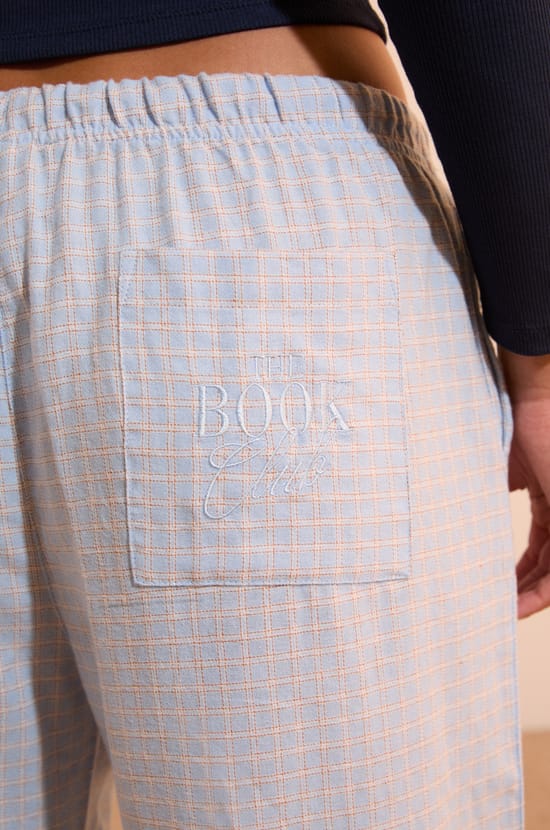 Pantalon de pyjama &agrave; carreaux en coton;${refinementColor}