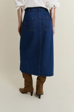 Jupe longue en jean;${refinementColor}