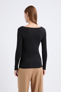 T-shirt col bateau manches longues maille thermique;${refinementColor}