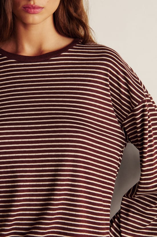 Striped Pajama Sweatshirt;${refinementColor}