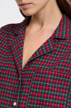 2-Piece Checkered Cotton Pajama Set;${refinementColor}