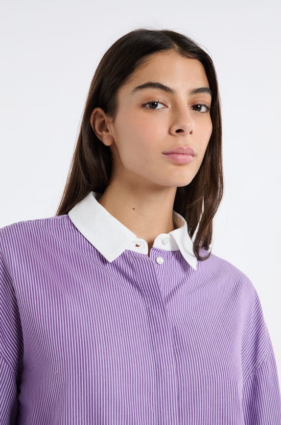 Striped Shirt with Cotton;${refinementColor}