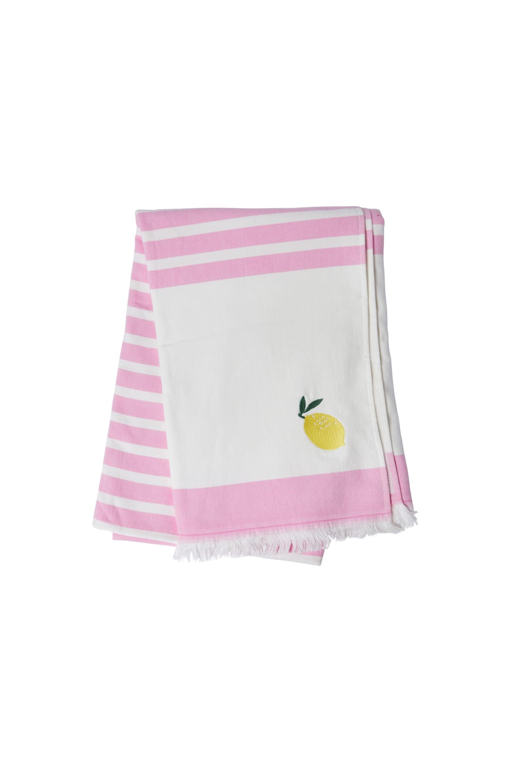 Fouta en coton &agrave; rayures &agrave; motif citron;${refinementColor}