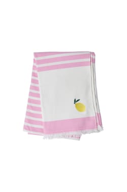 Fouta en coton &agrave; rayures &agrave; motif citron;${refinementColor}