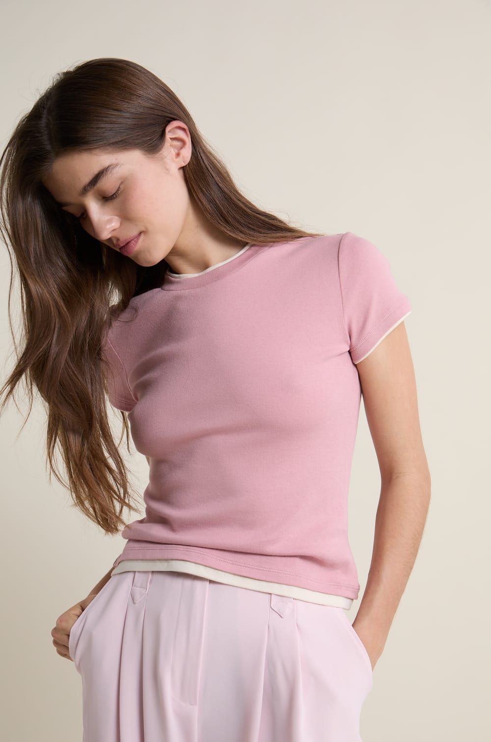 Tshirt manches courtes col rond;${refinementColor}