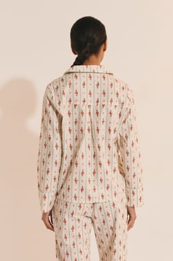 Chemise de pyjama &agrave; motifs fleuris en coton;${refinementColor}