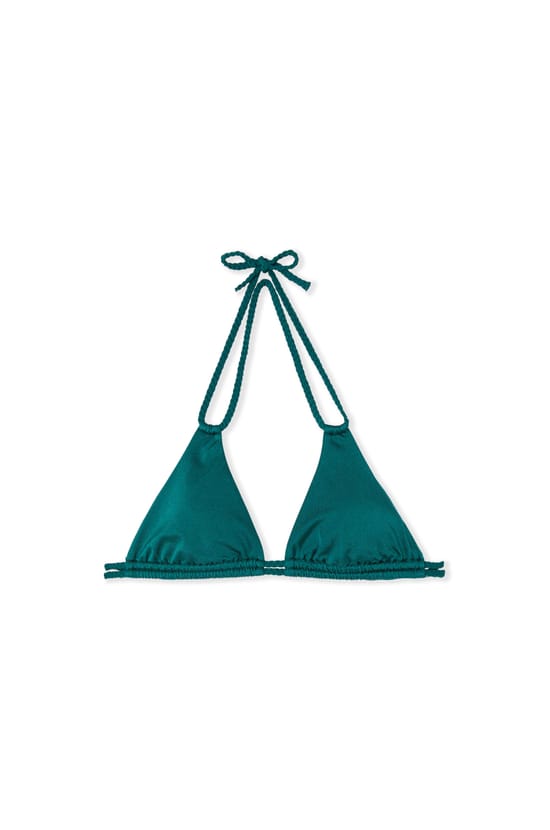 Iridescent Triangle Bikini Top with Ties;${refinementColor}