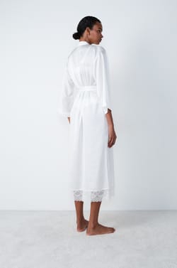 Long Satin Robe with Lace Details;${refinementColor}