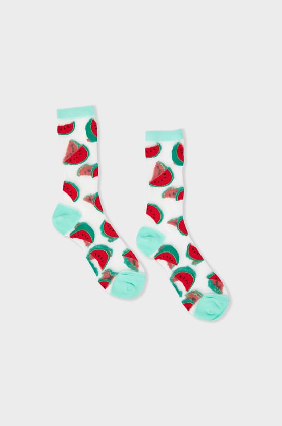Chaussettes transparentes à motifs pastèques Coucou Suzette;${refinementColor}