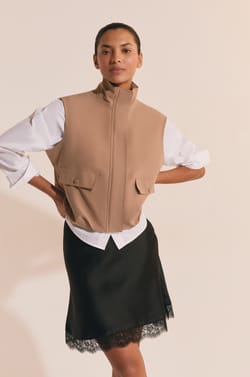 Mid-Length Skirt with Lace Details;${refinementColor}