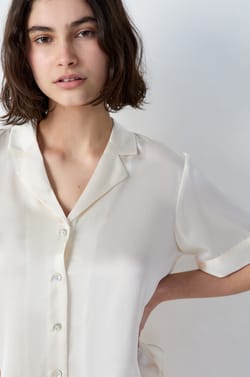 Chemise de pyjama manches courtes en soie;${refinementColor}