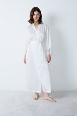 Long Satin Robe with Lace Details;${refinementColor}