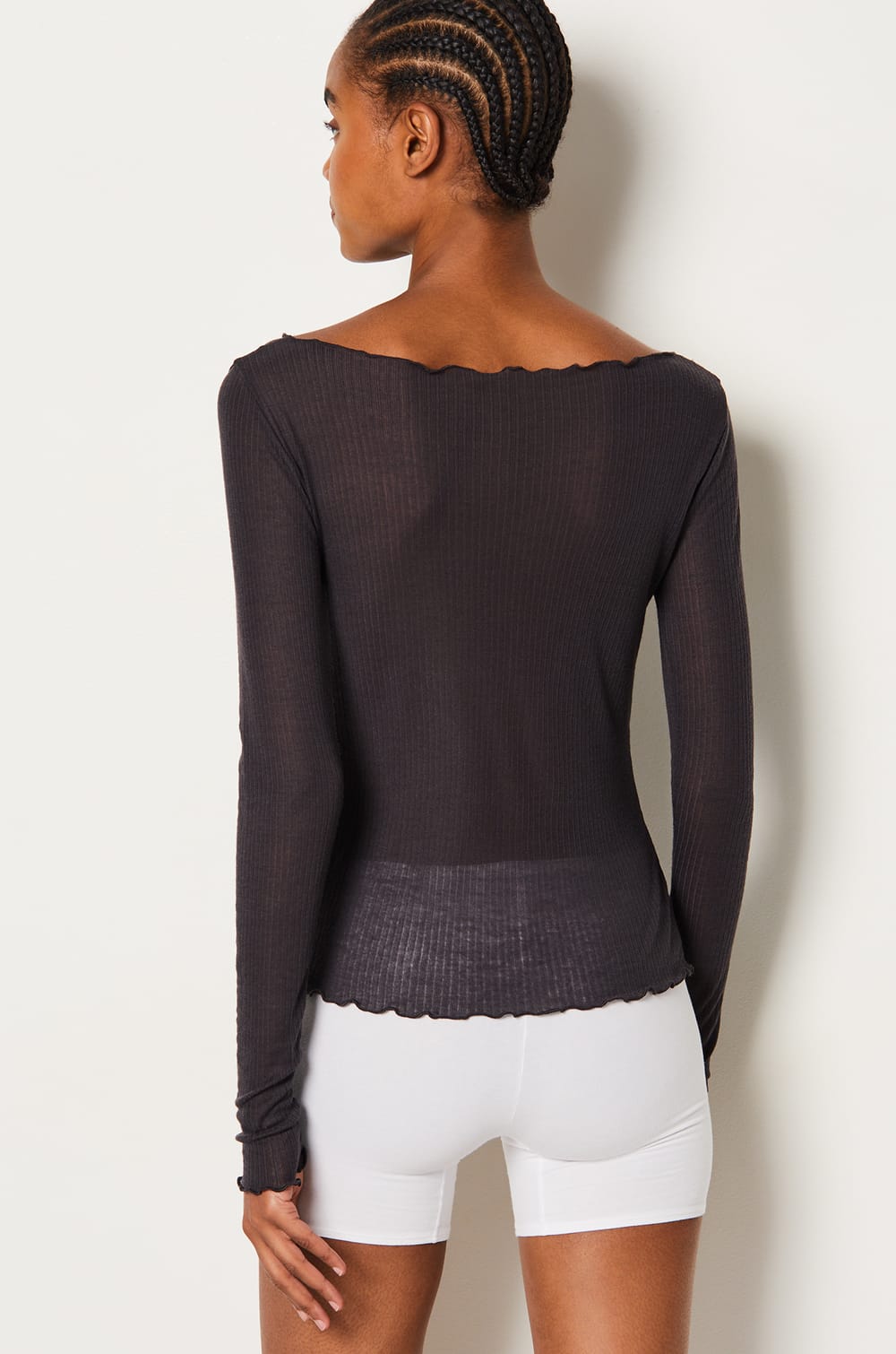 Long Sleeve Ribbed T-Shirt;${refinementColor}