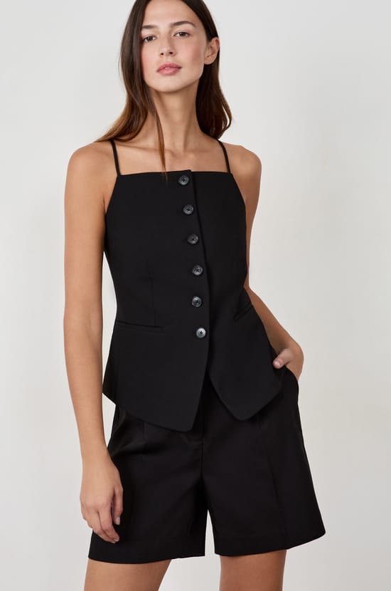 Sleeveless Button-Up Cardigan;${refinementColor}