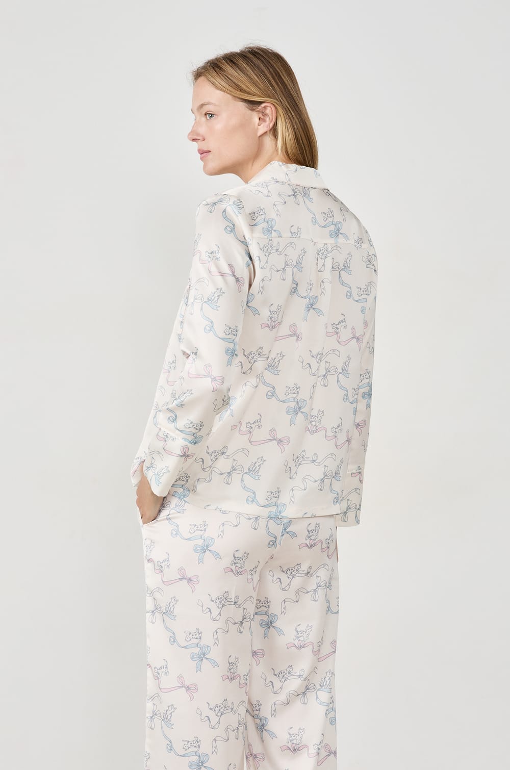 Chemise de pyjama imprimée satinée;${refinementColor}