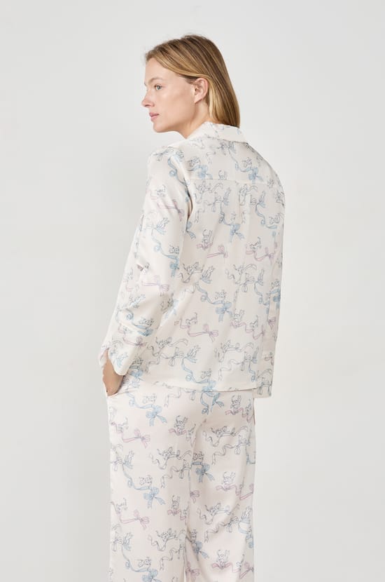 Chemise de pyjama imprimée satinée;${refinementColor}