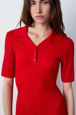 Vestido largo con cuello polo;${refinementColor}