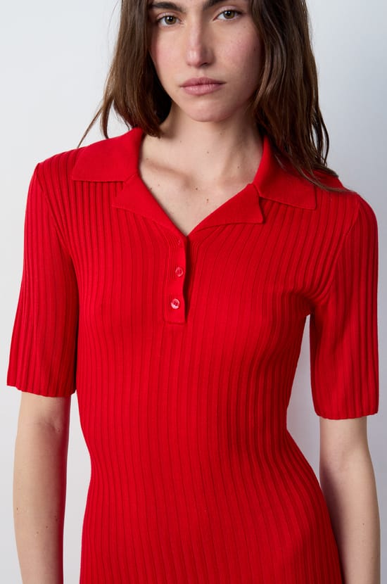 Long polo collar dress;${refinementColor}