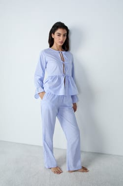 Cotton Striped Pyjama Trousers;${refinementColor}