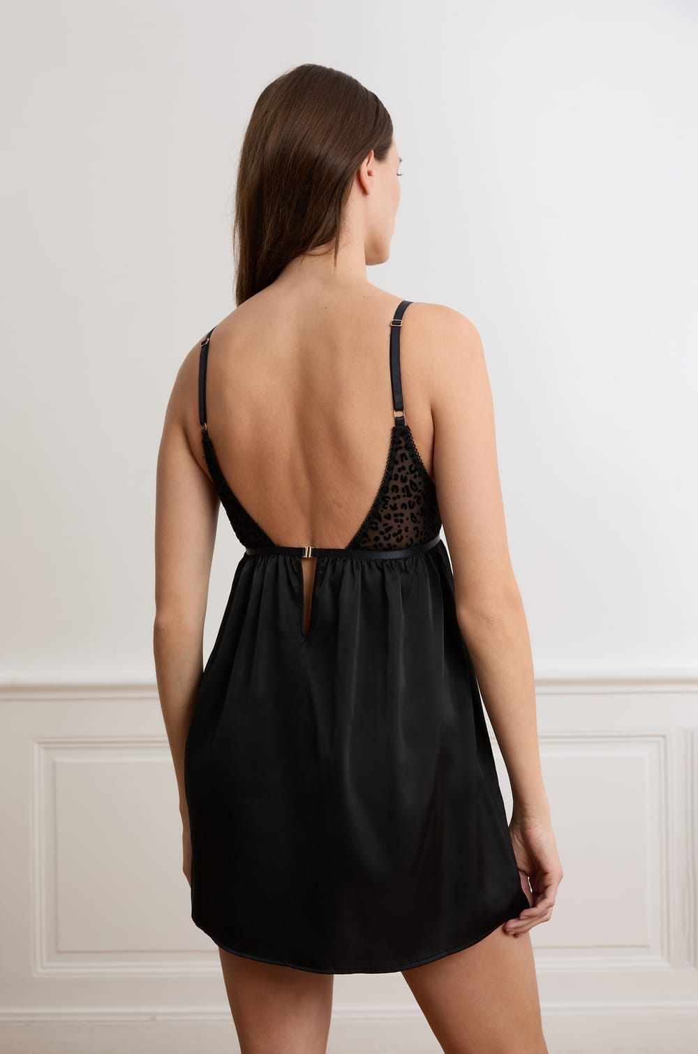 Nuisette en tulle flock&eacute;e l&eacute;opard;${refinementColor}