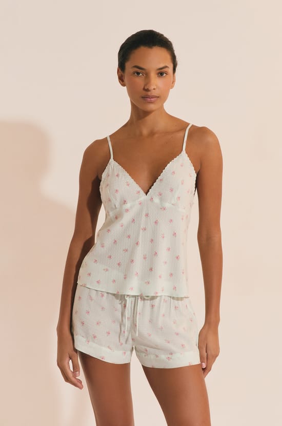 Caraco de pyjama &agrave; motifs fleuris;${refinementColor}