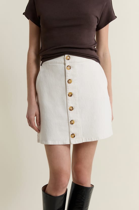 Cotton Button-Up Skirt;${refinementColor}