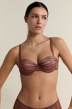 Balconette Bra with Lightly Lined Cups in Tulle;${refinementColor}