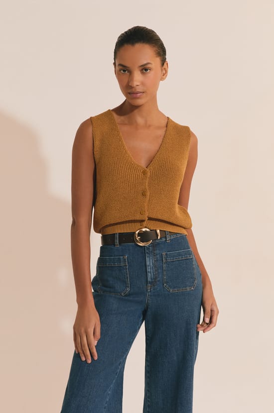 Pull cardigan sans manches avec coton;${refinementColor}