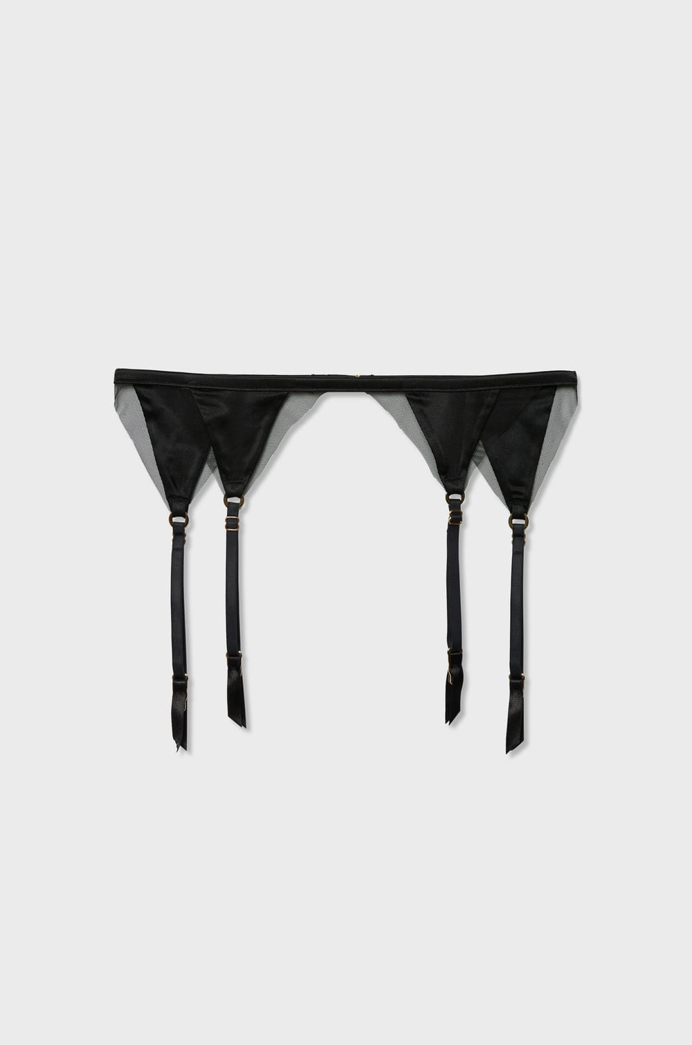Silk Suspender Belt with Tulle Details;${refinementColor}