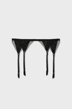 Silk Suspender Belt with Tulle Details;${refinementColor}