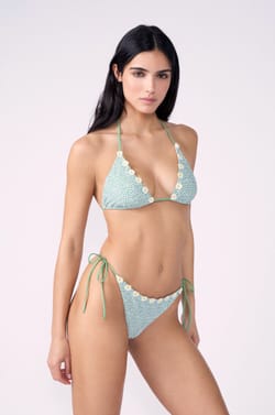 Culotte bikini ficelle bas de maillot à nouer fleuri;${refinementColor}