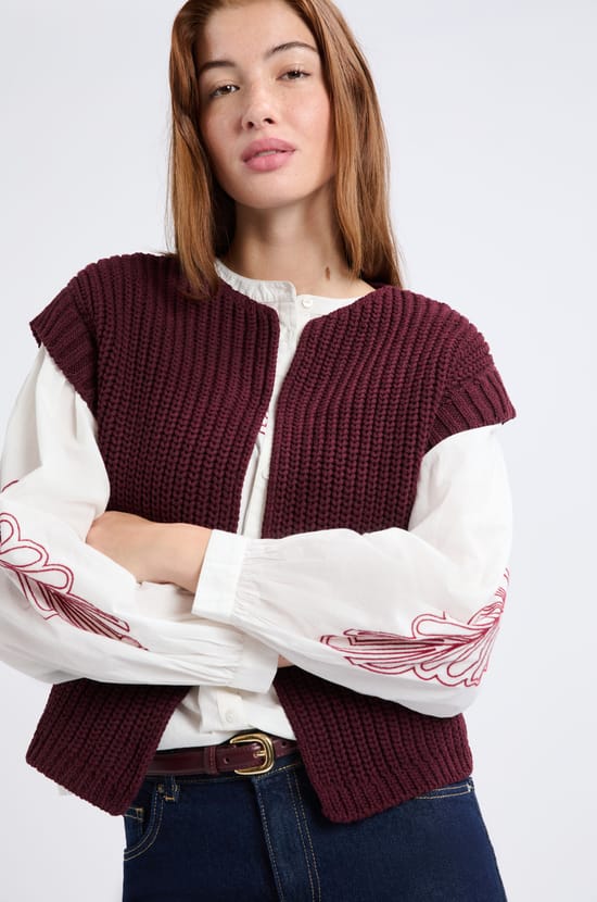 Gilet sans manches grosse maille;${refinementColor}