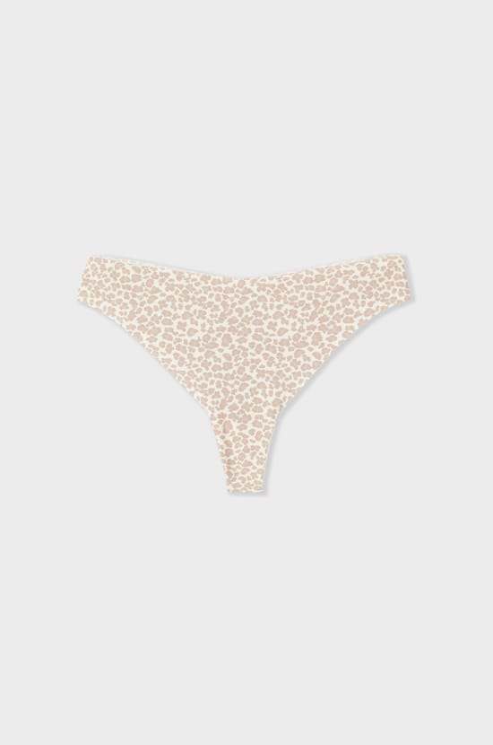 Tanga aus nahtloser Mikrofaser mit Leopardenmuster;${refinementColor}