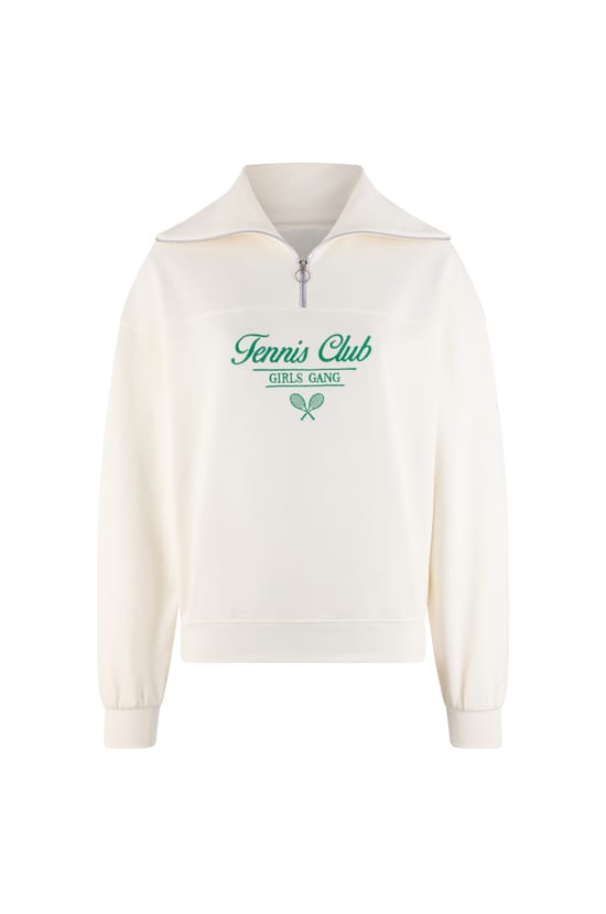 Sweatshirt en coton avec &eacute;criture "tennis club";${refinementColor}