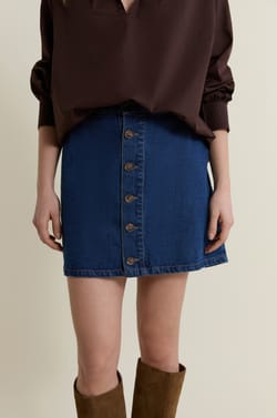 Jupe en jean boutonn&eacute;e;${refinementColor}