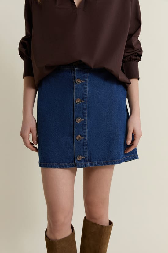 Jupe en jean boutonn&eacute;e;${refinementColor}