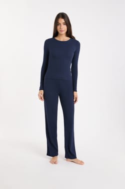 Camiseta de pijama de cuello redondo de algod&oacute;n;${refinementColor}