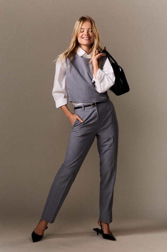 Pantalon habill&eacute; &agrave; rayures;${refinementColor}