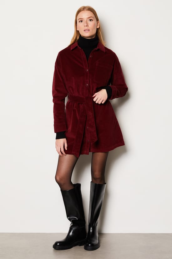 Robe courte côtelée en coton;${refinementColor}
