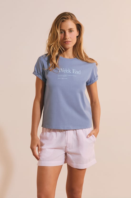 T-shirt de pyjama en coton &agrave; imprim&eacute;;${refinementColor}